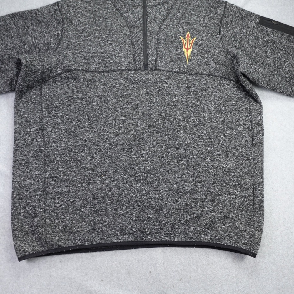 Arizona State Sun Devils ASU‎ Pullover Mens 3XL Gray Heather Zip Sweater Antigua - Picture 5 of 16